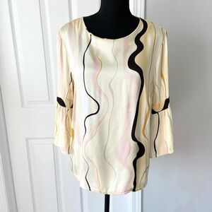 Culture Bell Sleeve Satin  Blouse